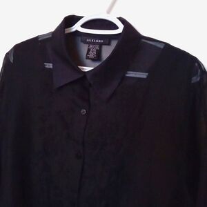 Silkland Women's Black Silk Organza Embroidered Blouse & Silk Tank Size XL